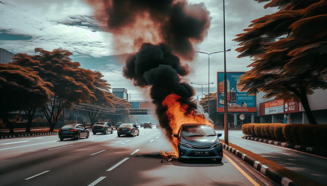 Un-véhicule-s’embrase-sur-la-route-:-images-saisissantes